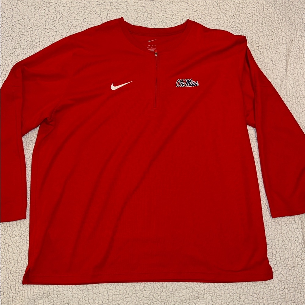Ole Miss Red Nike 1/4 Zip Pullover Sweater